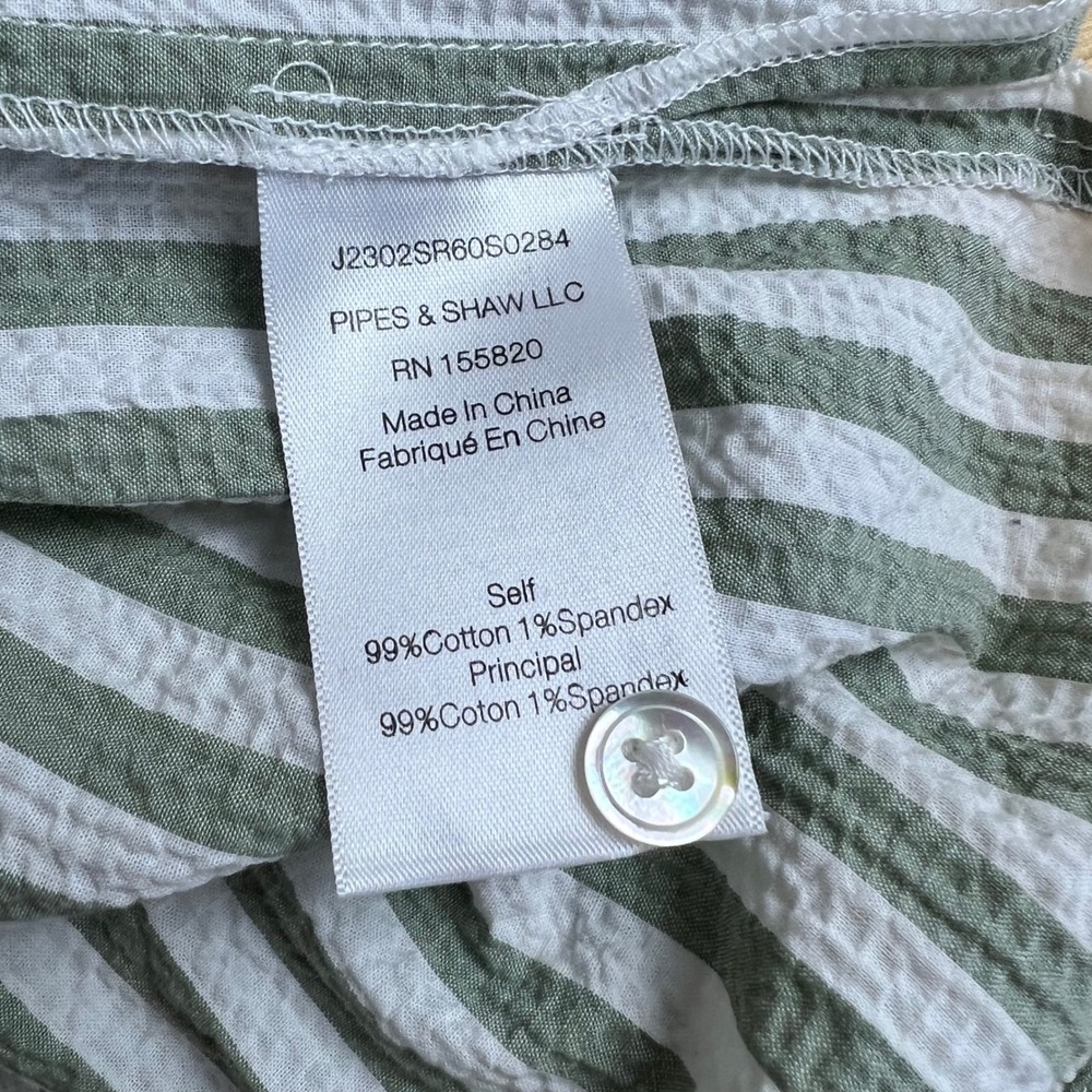 Veronica Beard Calisto Striped Ruffle Neck Button Up Shirt Seersucker 0 = XS NEW - Picture 8 of 11